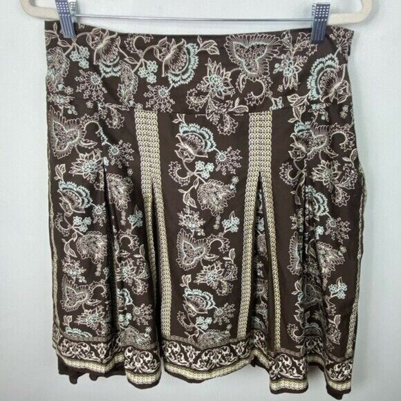 Esprit Brown Floral Print Skirt Tulle Boho Womens Size 12 Bohemian Layering Mini - Picture 5 of 12